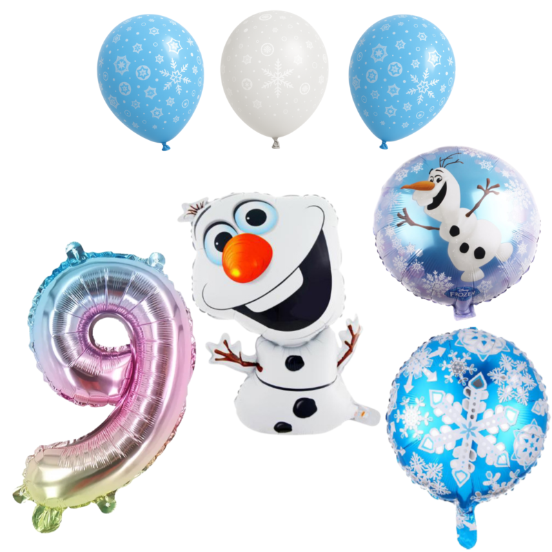 Frozen Olaf 9th Birthday Party Balloons Set Blue White balloons