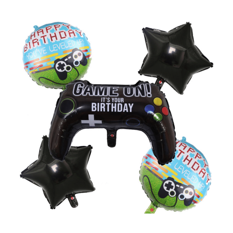 Game On Birthday Balloon Set with Gaming Controller and Star Mylar Balloons for Gamers