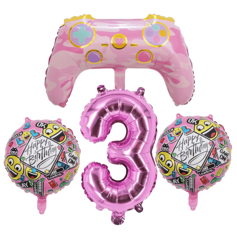 Gamer Girl 3rd Birthday Party Balloons Pink Foil Number Set