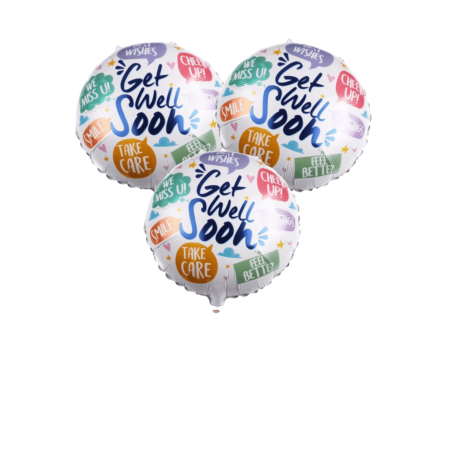 Get Well Soon Mylar Balloon Set – 3 Pack Colorful Messages Get Well Balloons