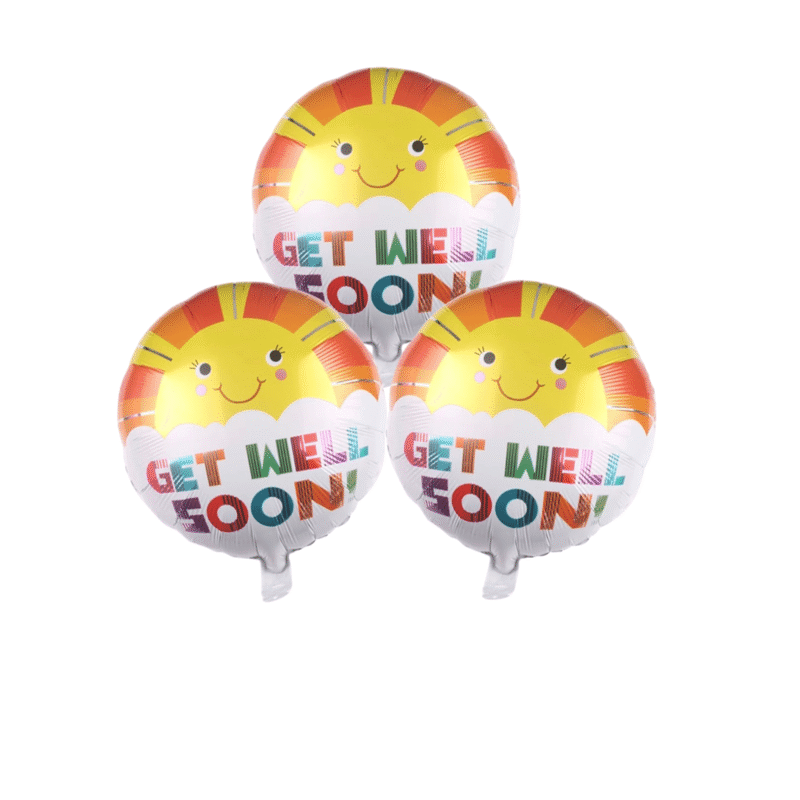 Get Well Soon Sun Mylar Balloon Set – 3 Pack Cheerful and Bright Get Well Balloons