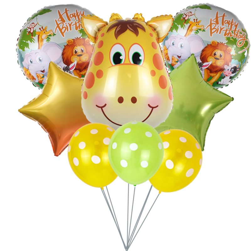 Giraffe Balloon Bouquet Large Giraffe Balloon Polka Dot Latex Balloons Star Balloons Animal Jungle Theme Balloons