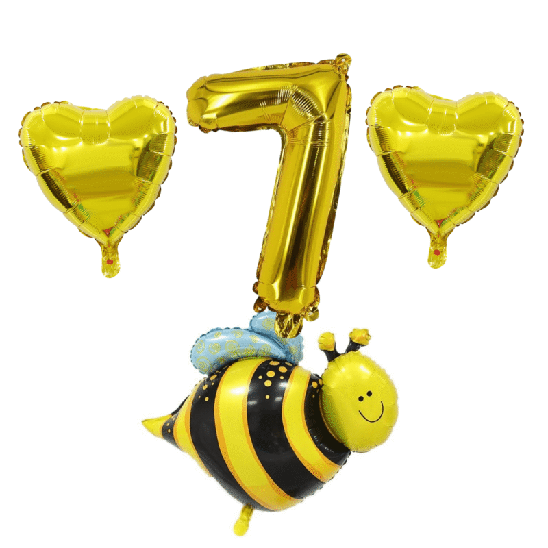 Gold Bee 7th Birthday Party Balloons Number Foil Set