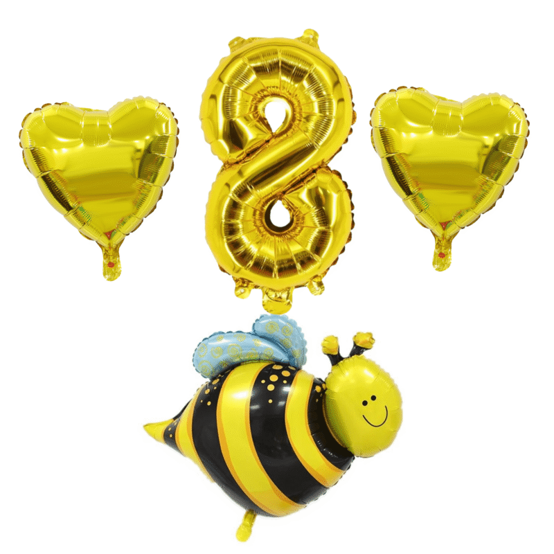 Gold Bee 8th Birthday Party Balloons Foil Number Set