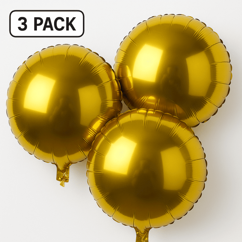 Gold Round Balloons 3 Pack Party Decorations Balloons