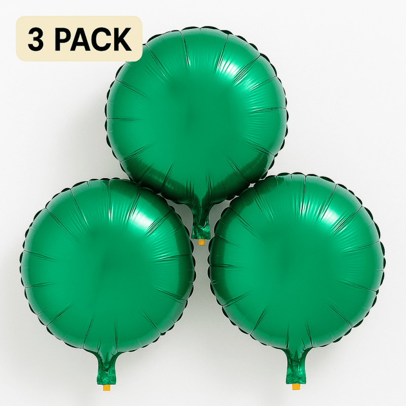 Green Round Foil Balloons 3 Pack Party Decor Balloons
