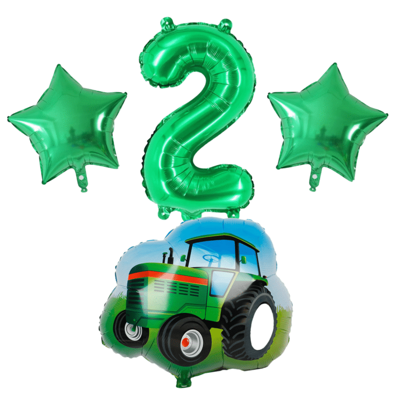 Green Tractor Number 2 Balloon Set 2nd Birthday Party Decor