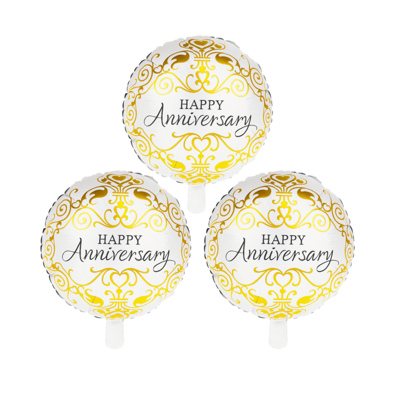 Happy Anniversary Mylar Balloon Set – 3 Pack Foil Balloons for Celebrations