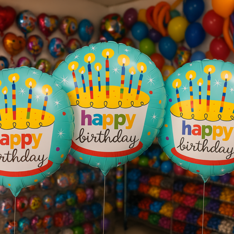 3x 18" Happy Birthday Foil Balloons - Party Pack