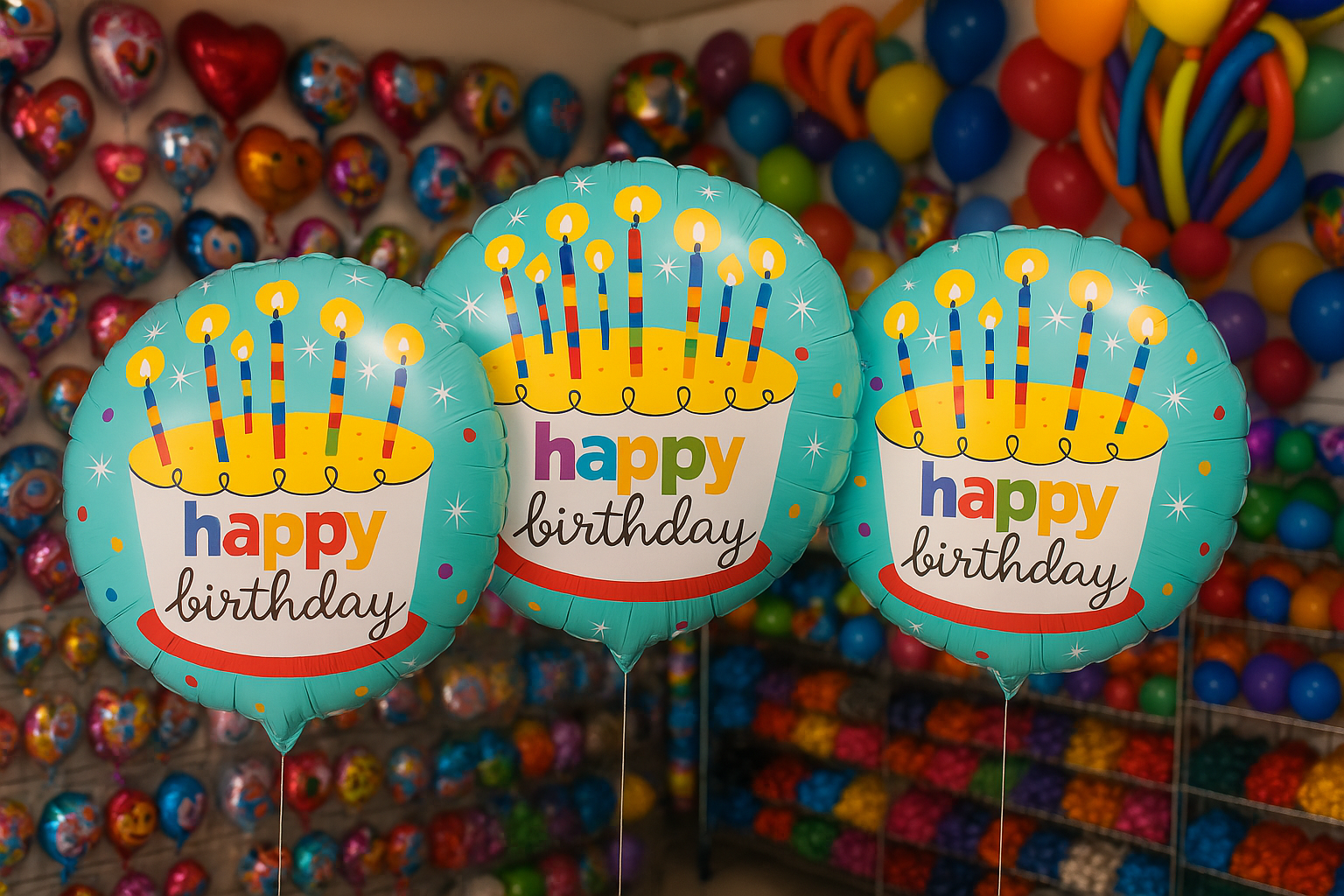 3x 18" Happy Birthday Foil Balloons - Party Pack