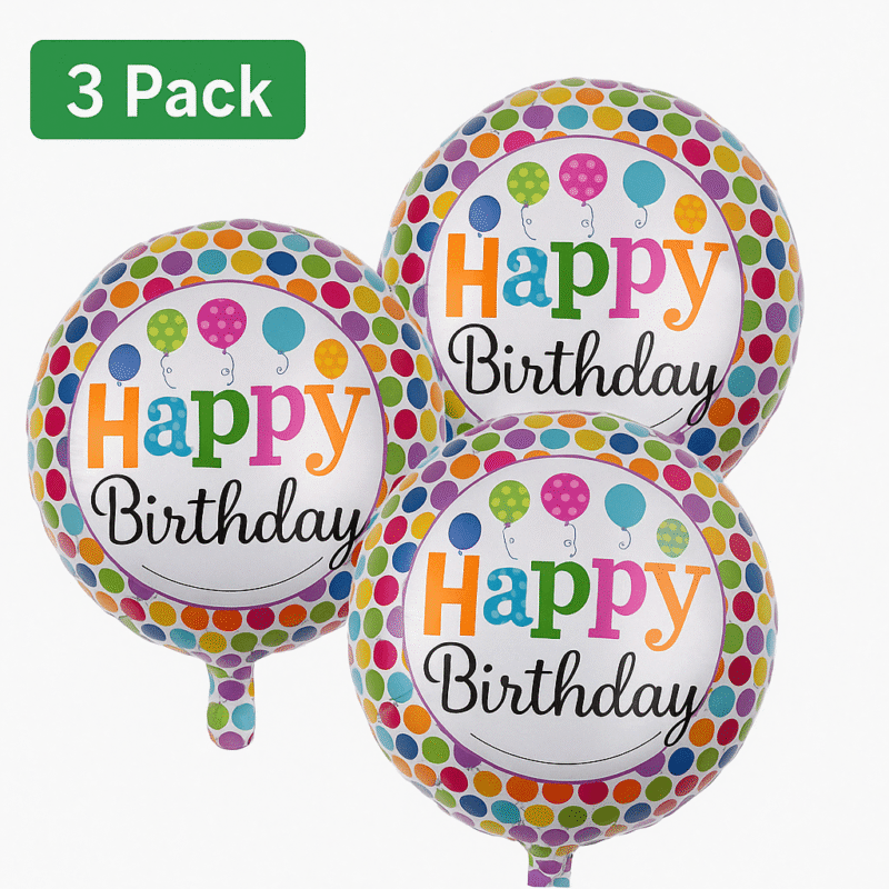 Happy Birthday Balloons 3 Pack Multicolor Polka Dot Party balloons