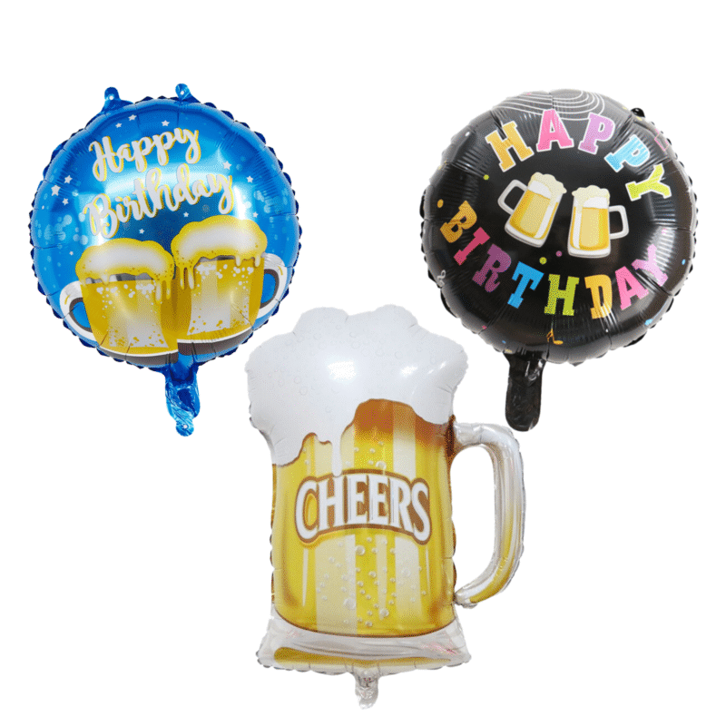 Happy Birthday Beer Balloon Set Cheers and Birthday Foil Balloons for Party Decorations