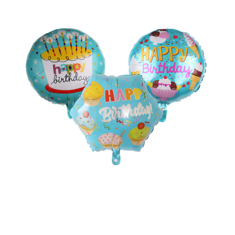 Happy Birthday Cupcake Mylar Balloon Set – 3 Pack Foil Birthday Balloons for Party Decorations