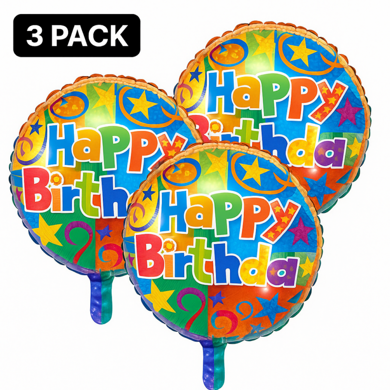 Happy Birthday Foil Balloon 18in Round Aluminum Balloons Party Décor