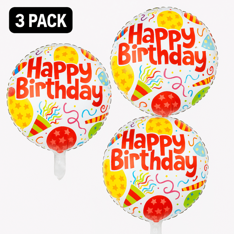 Happy Birthday Foil Balloon 18in Round Aluminum Balloons Party Décor