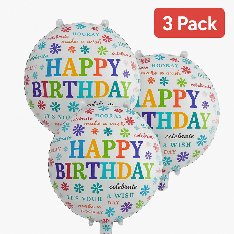 Happy Birthday Balloons 3 Pack Party Decor Multicolor balloons