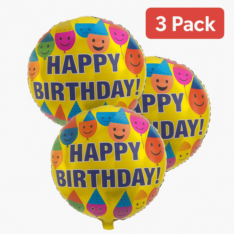Happy Birthday Mylar Balloon 18in Round Aluminum Balloons Party Décor