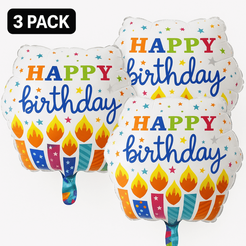 Happy Birthday Balloons 3-Pack Party Decor Multicolor Foil balloons