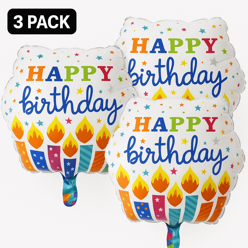 Happy Birthday Balloons 3-Pack Party Decor Multicolor Foil balloons