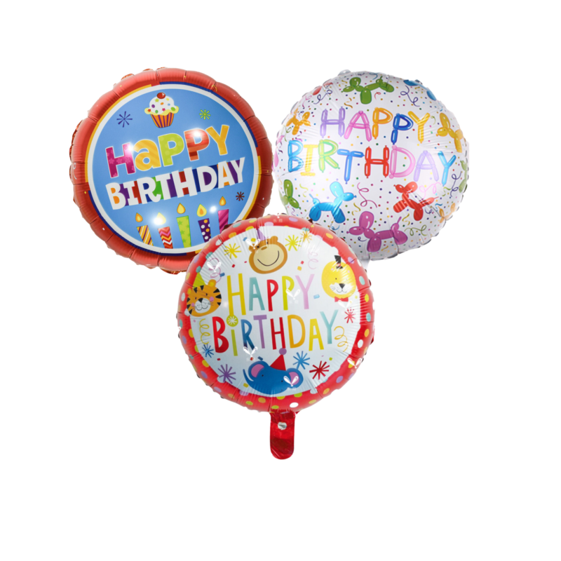 Happy Birthday Mylar Balloon Set – 3 Pack Animal Themed Foil Birthday Balloons for Party Decorations