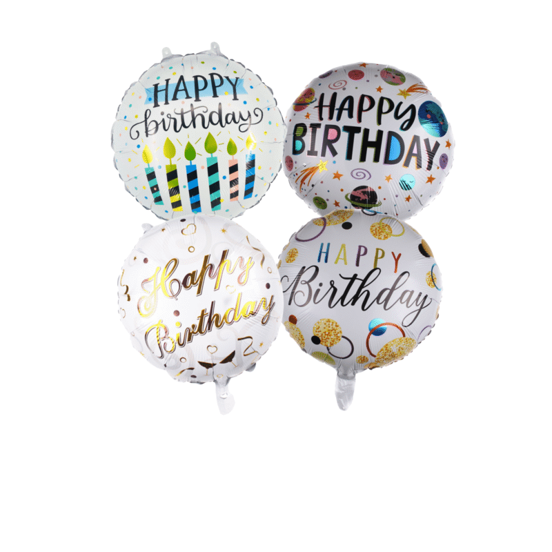 Happy Birthday Mylar Balloon Set – 4 Pack Foil Birthday Balloons for Party Decorations