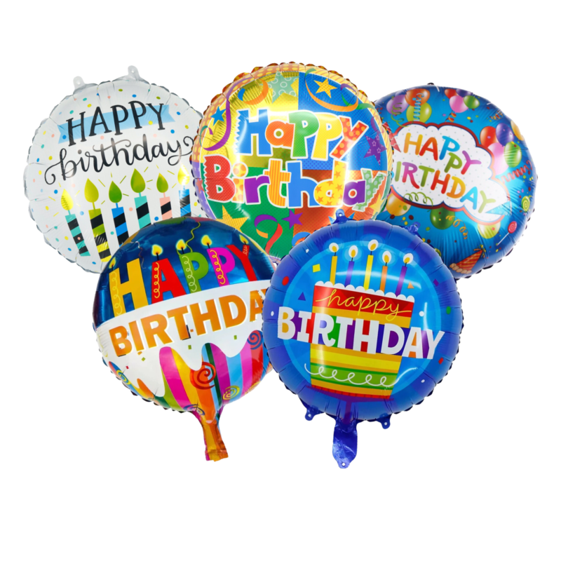 Happy Birthday Mylar Balloon Set – 5 Pack Foil Birthday Balloons for Party Decorations