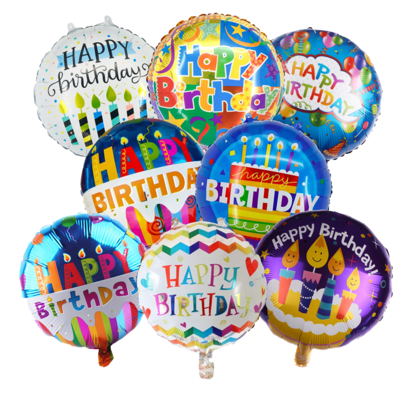 Happy Birthday Mylar Balloon Set – 8 Pack Foil Birthday Balloons for Party Decorations