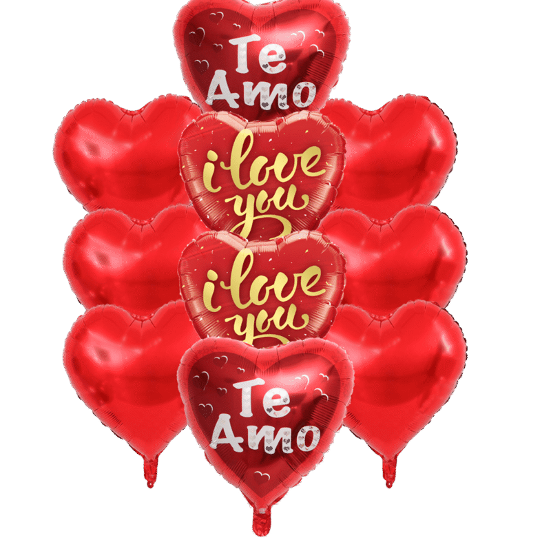 Heart-Shaped I Love You Red Balloons for Valentine's Day