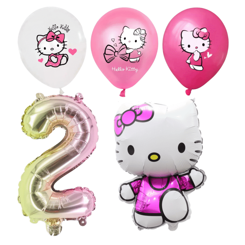 Hello Kitty 2nd Birthday Party Balloons Set Pink White Foil balloons