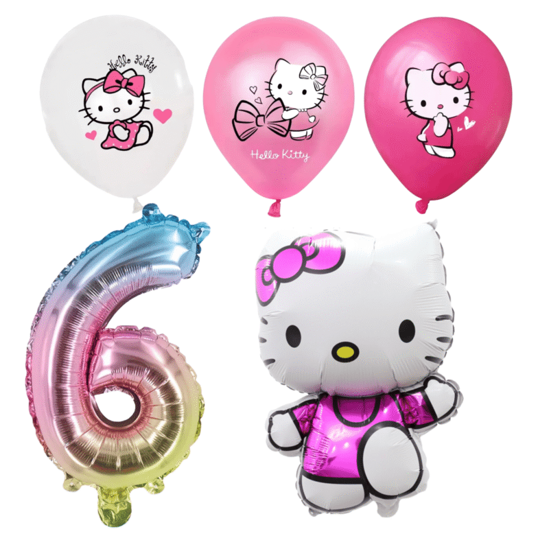 Hello Kitty 6th Birthday Party Balloons Set Pink Multicolor Foil balloons
