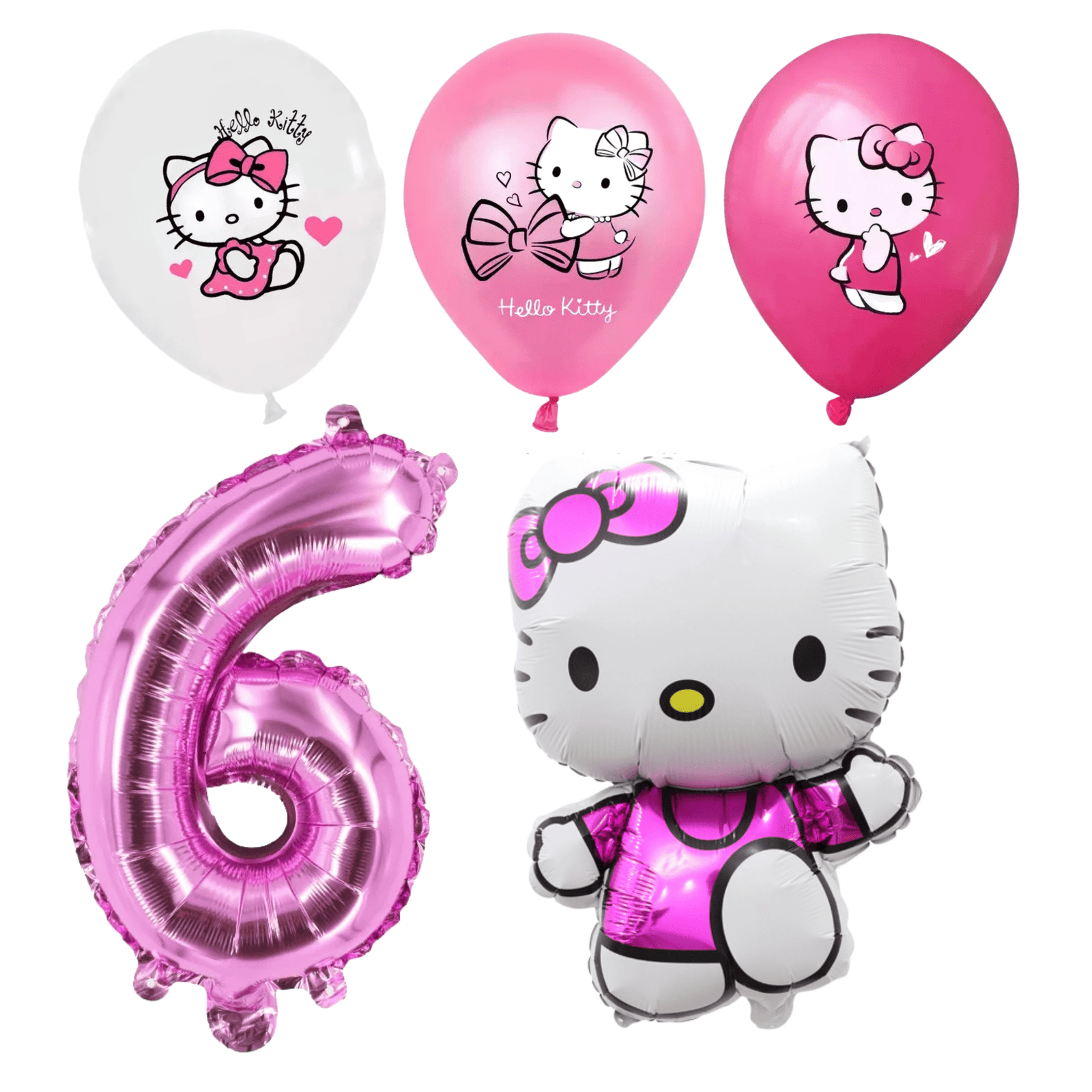 Hello Kitty 6th Birthday Party Balloons Set Pink White Foil balloons