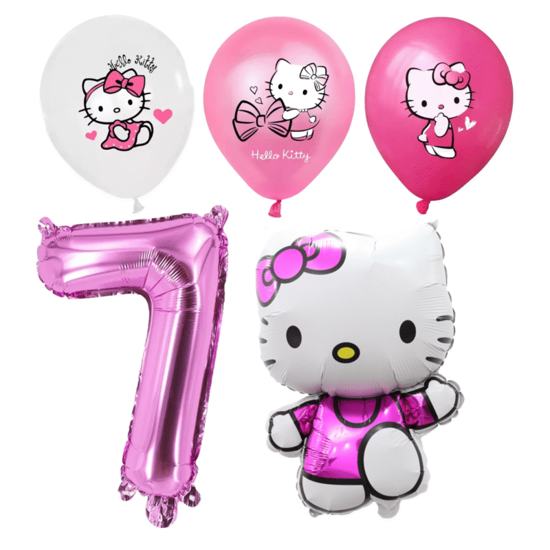 Hello Kitty 7th Birthday Party Balloons Pink Foil Set balloons