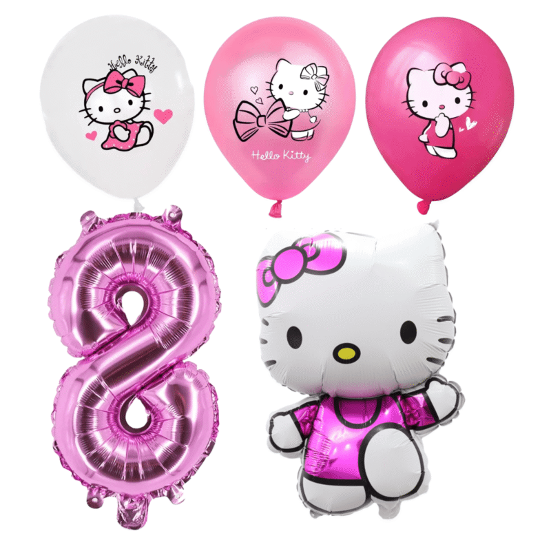 Hello Kitty 8th Birthday Party Balloons Set Pink Foil balloons