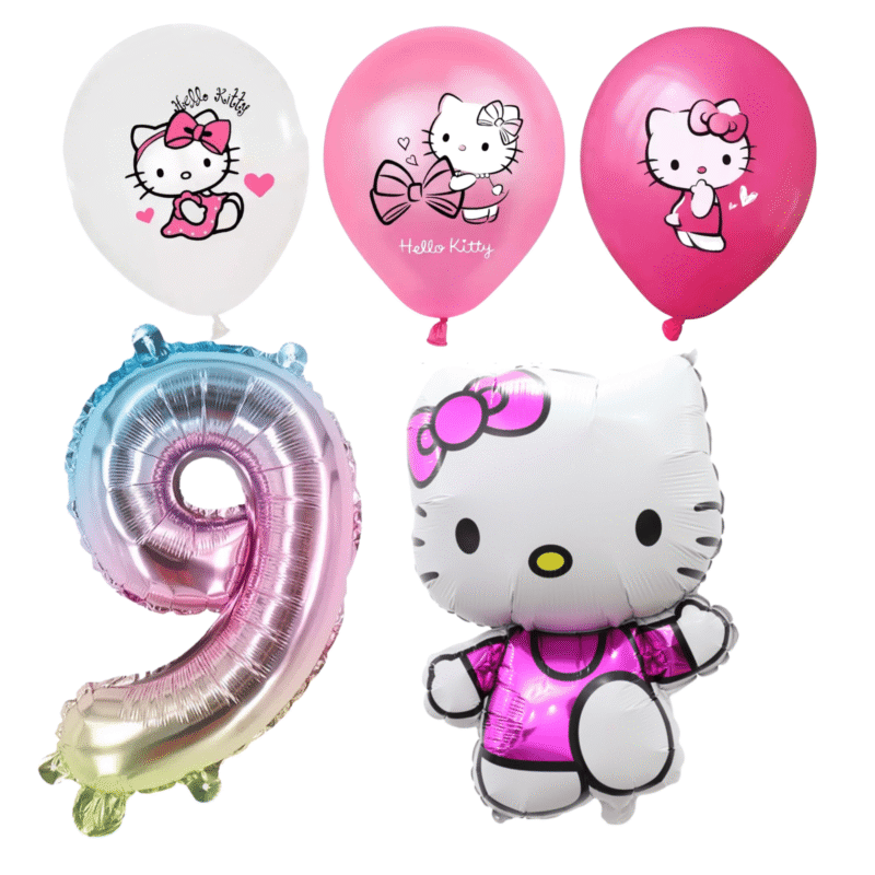 Hello Kitty 9th Birthday Party Balloons Foil Set Pink Multicolor balloons