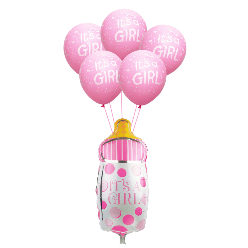 Its a Girl Baby Shower Balloon Set Pink Latex and Bottle Balloons for Gender Reveal and Baby Shower Decorations