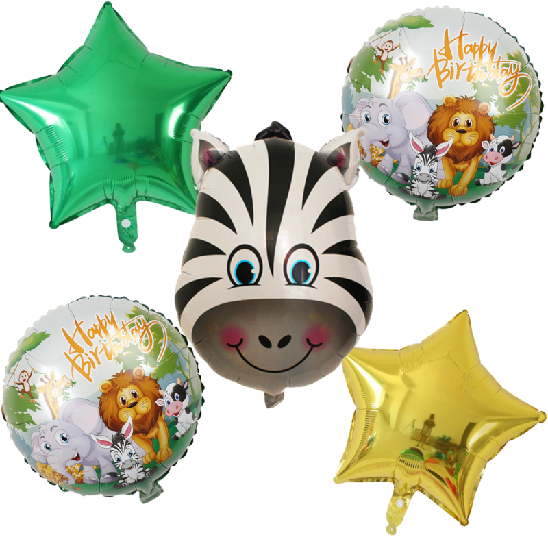 Jungle Safari Zebra Foil Balloon Birthday Party Set Green Gold Kids Balloons