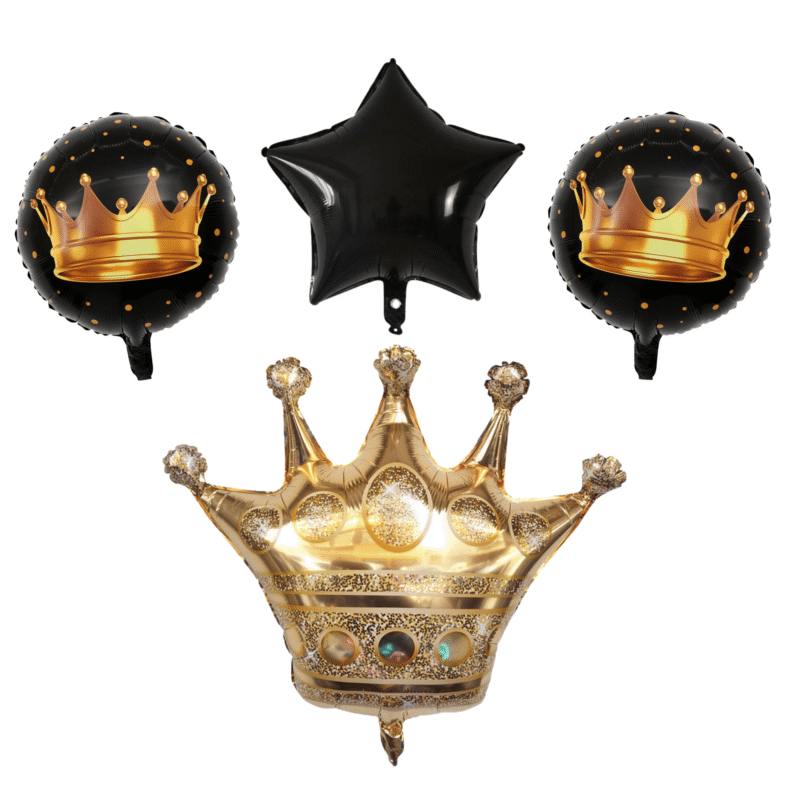 King Crown Gold Black Foil Balloon Set Party Decorations
