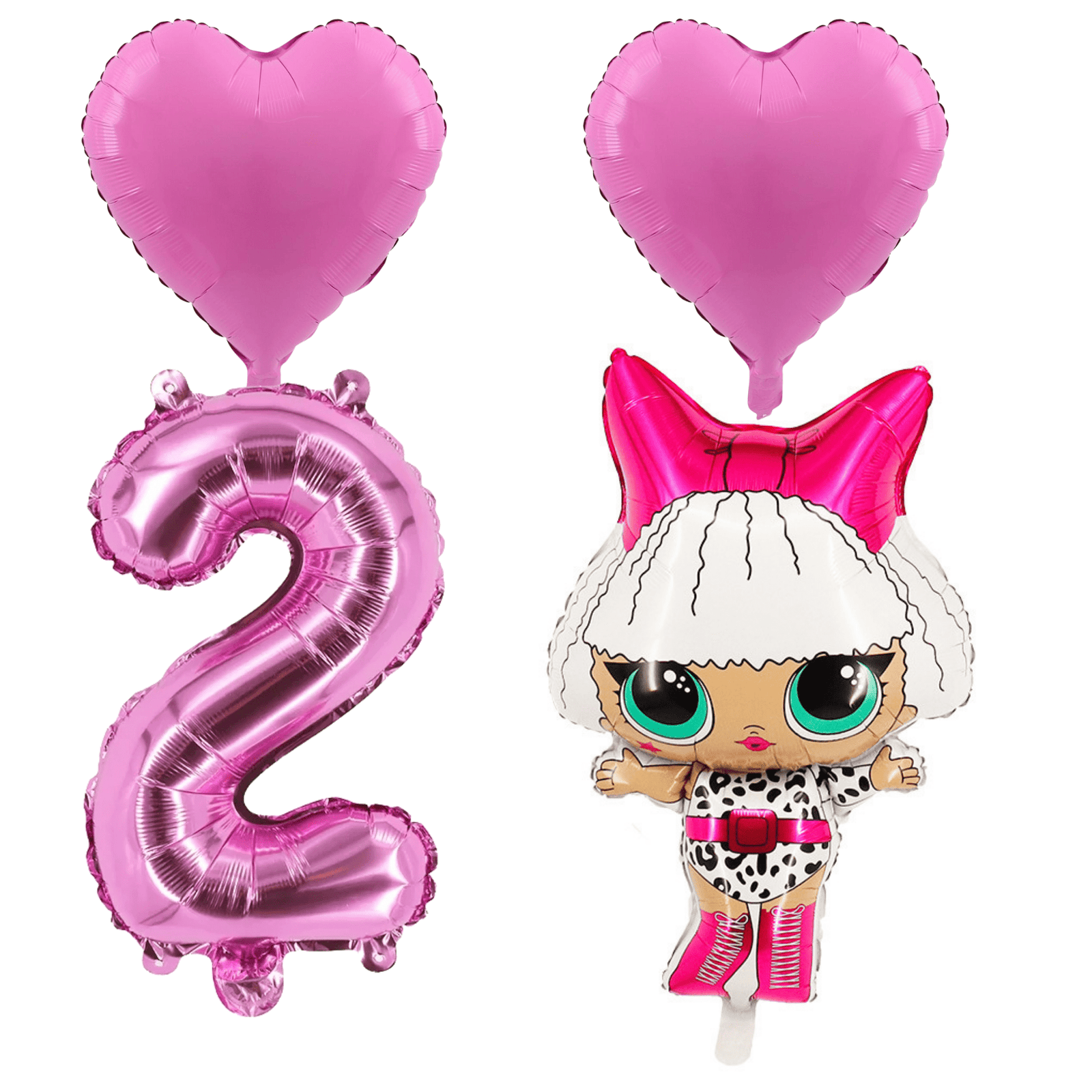 LOL Surprise 2nd Birthday Party Balloons Pink Foil Set