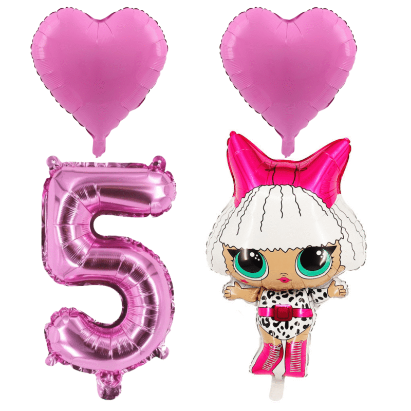 LOL Surprise 5th Birthday Party Balloons Pink Foil Set