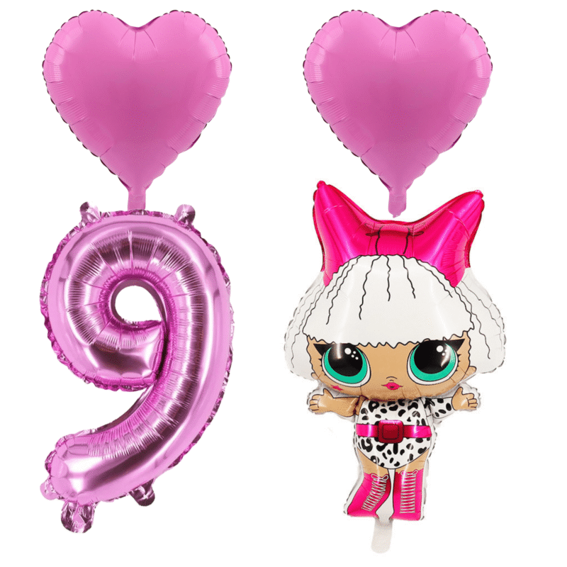 LOL Surprise 9th Birthday Party Balloons Pink Foil Set