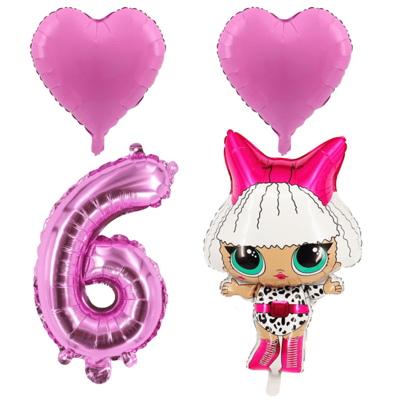 LOL Surprise Doll 6th Birthday Party Foil Balloons Pink