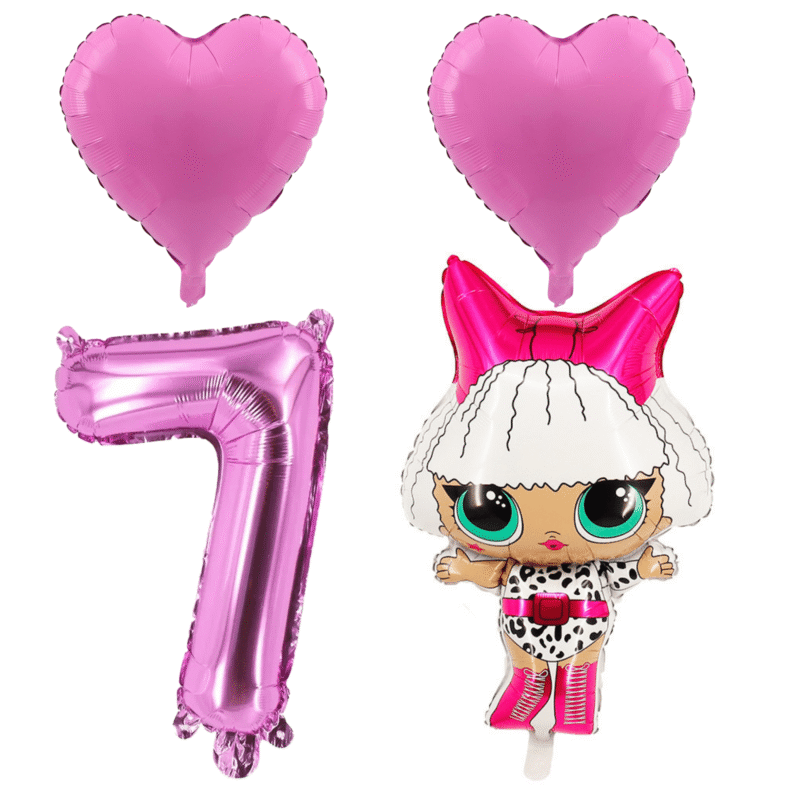 LOL Surprise Doll 7th Birthday Party Foil Balloons Pink