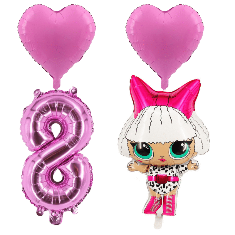 LOL Surprise Doll 8th Birthday Party Balloons Pink Foil Number Set