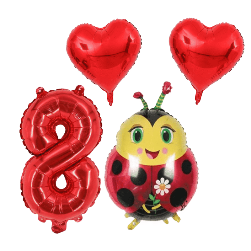 Ladybug 8th Birthday Party Balloons Red Foil Number Set