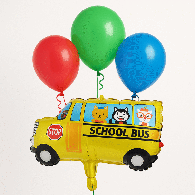 Large School Bus Foil Balloon - Fun Ride to Back-to-School Celebrations!