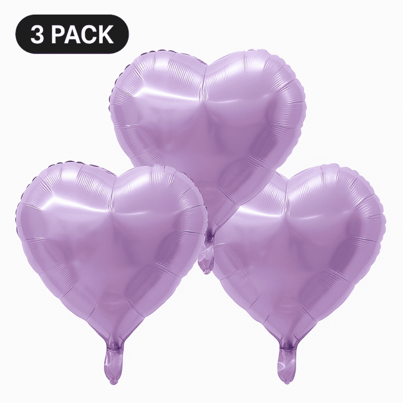 Lavender Heart Foil Balloons 3 Pack Party Decor Balloons