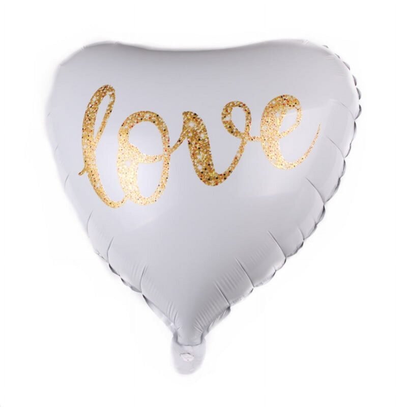 Love White Heart Foil Balloon Valentine's Day Balloons and Romantic Party Supplies
