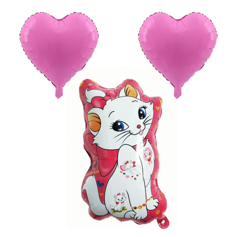 Marie Cat Foil Balloon Bouquet Pink Party 3-Piece Set
