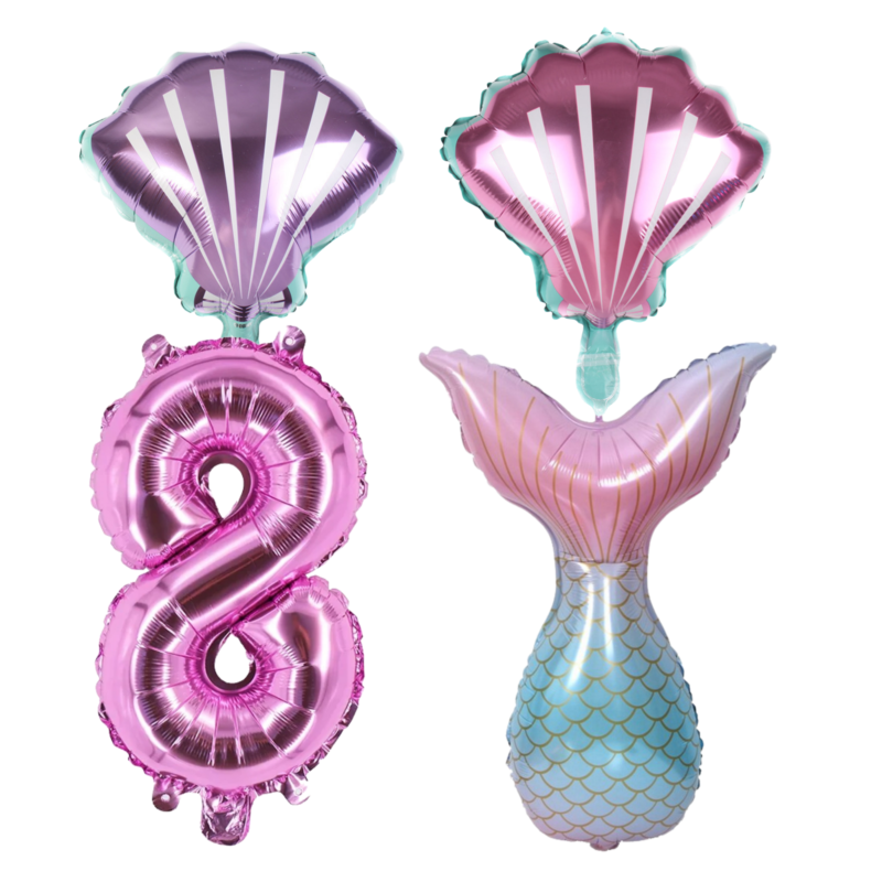 Mermaid Tail 8th Birthday Foil Balloons Party Decor Pink Teal