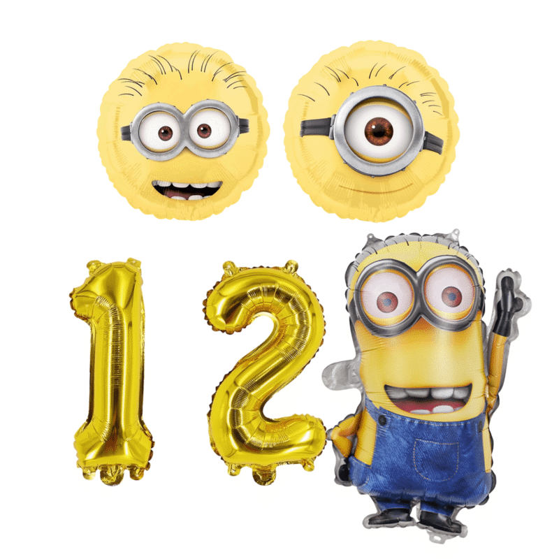 Minions 12th Birthday Party Foil Balloon Set Gold Yellow Kids